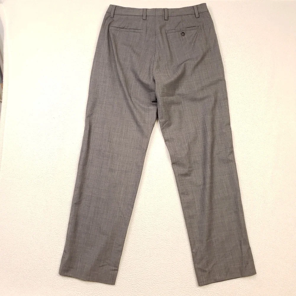 Banana Republic Dress Pants Men 33x32 Gray Gavin Wool Stretch Flat Front Trouser